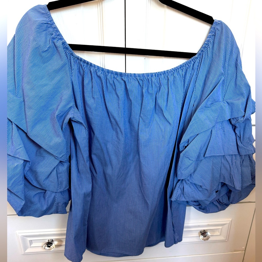 Blue and White Striped Top from Zara Woman